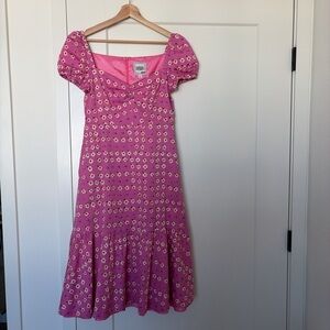 Pink Floral Puff-Sleeve Kids Dress